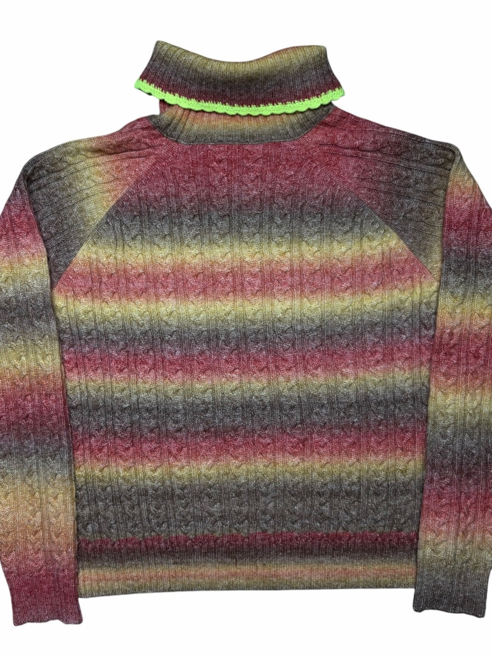 Manoush Striped Earth Tone Turtleneck Sweater Size L Faux Mohair Knitwear